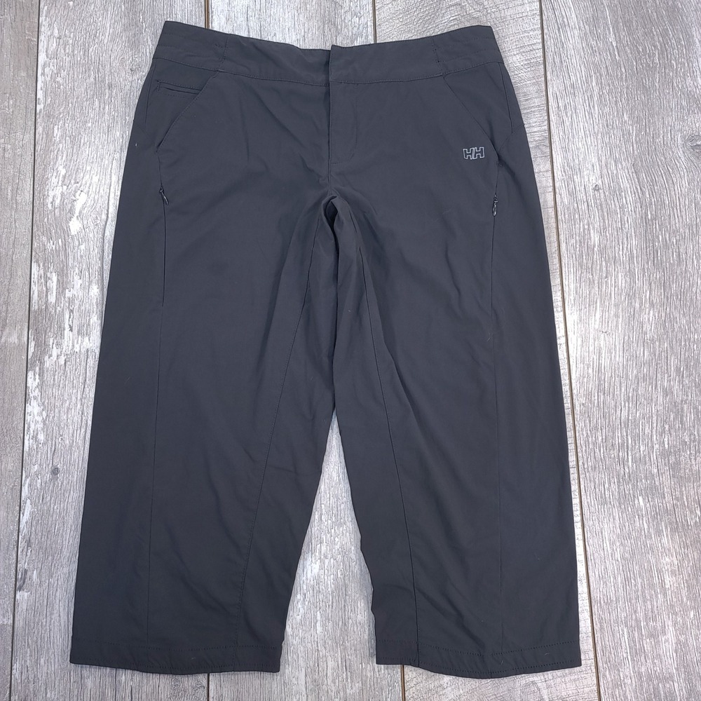 Helly Hansen Training Pants Women 32 Gray Capri Hiking Activewear Stretch